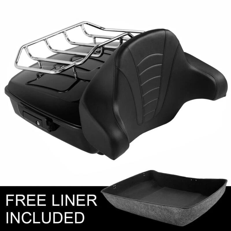 Black Chopped Trunk Backrest Luggage Rack for Harley Touring (2014–2026)