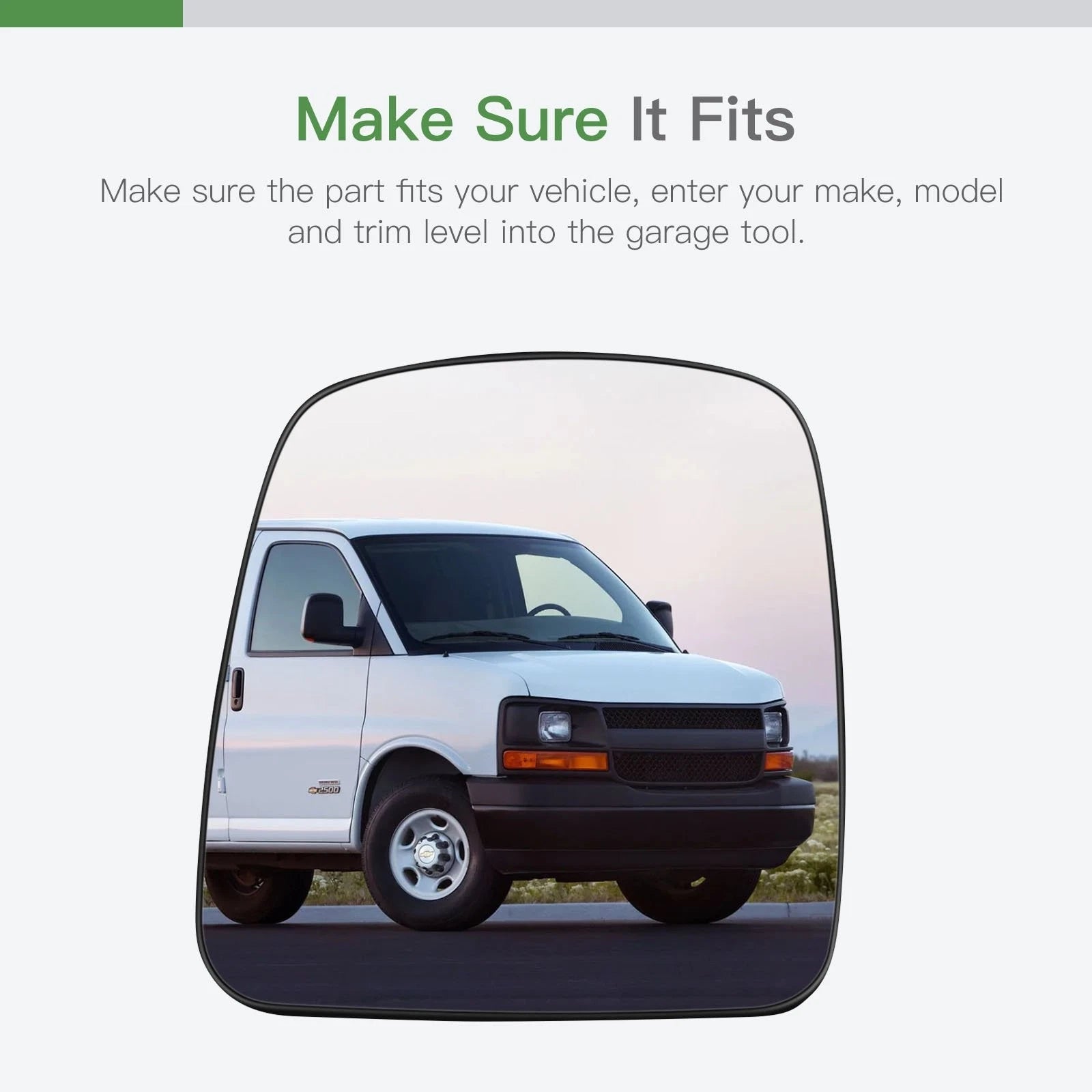Mirror Glass for Chevrolet Express/Savana (2003–2007) Left Driver Side W/Adhesive Pads