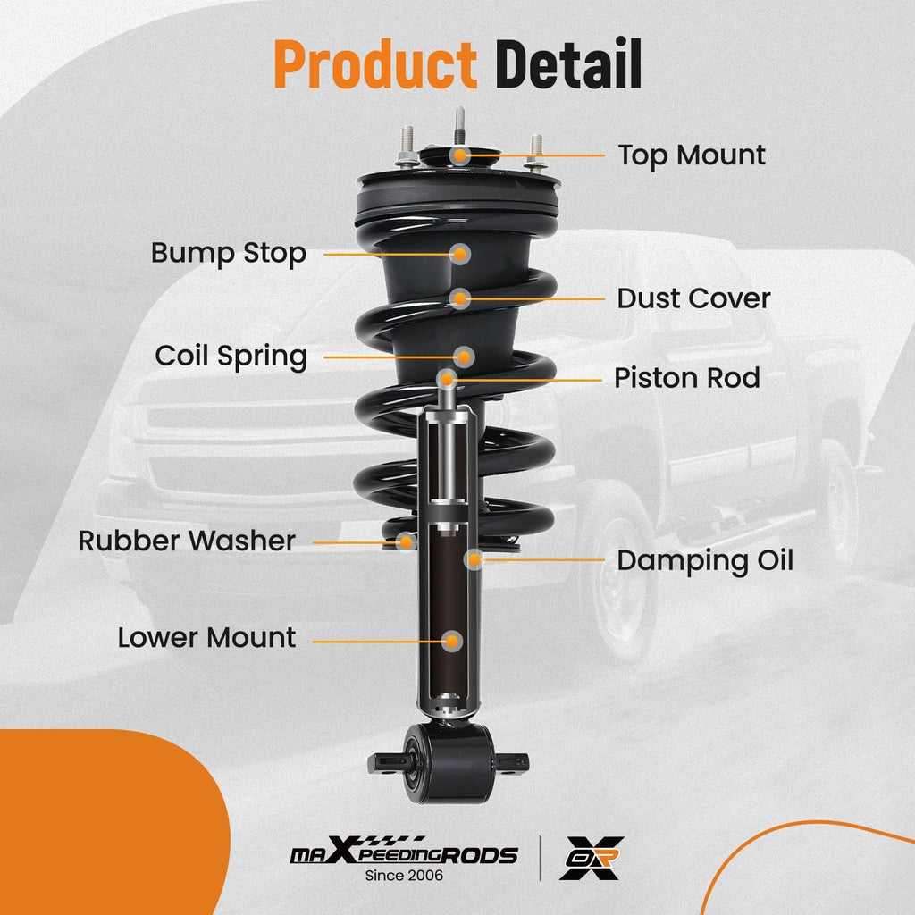 Set of 2 Front Struts Coil Spring for Chevrolet GMC Silverado Sierra 1500 (2014–2018)
