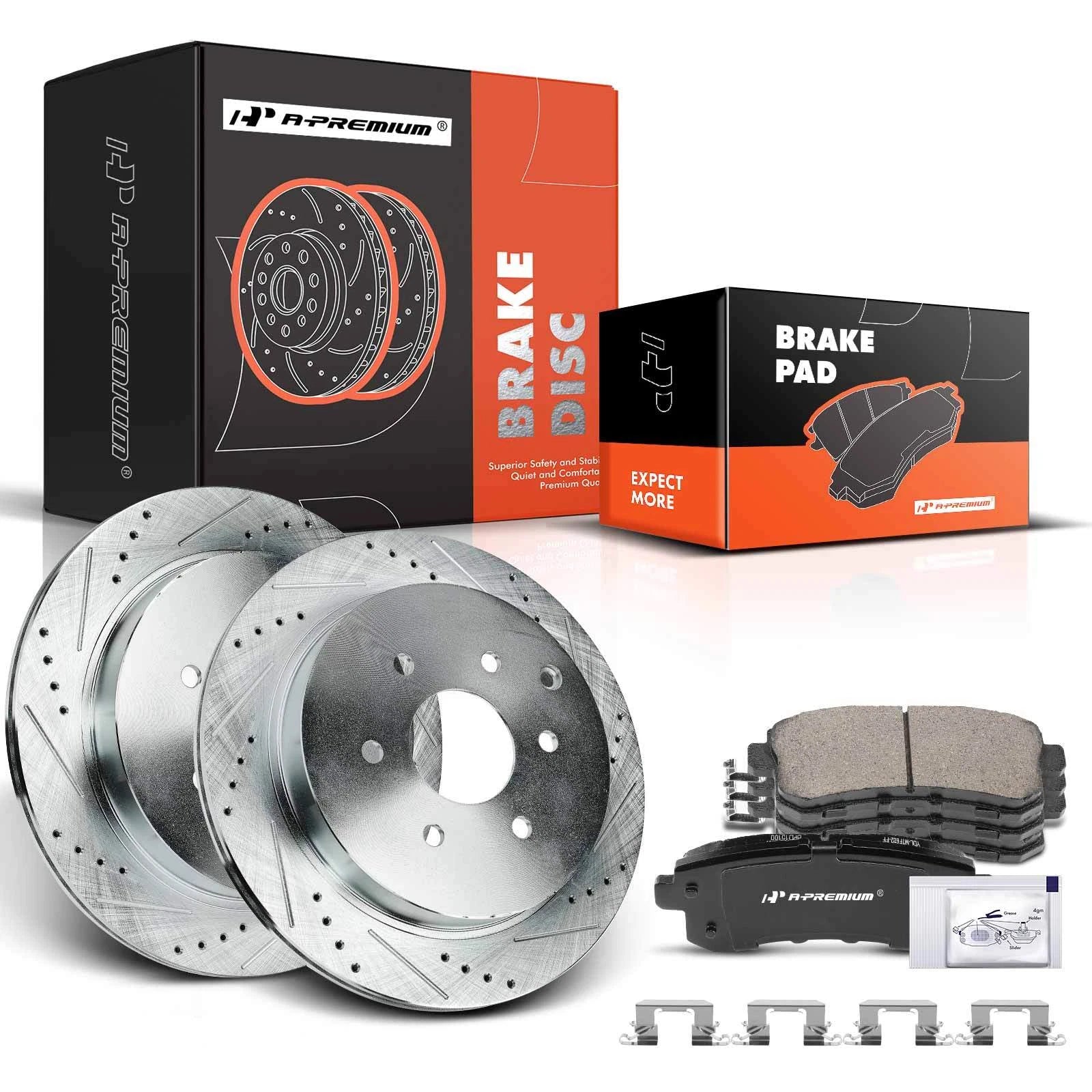 Rear Drilled Brake Rotors & Ceramic Pads for Infiniti QX56 QX80 (2004–2020)