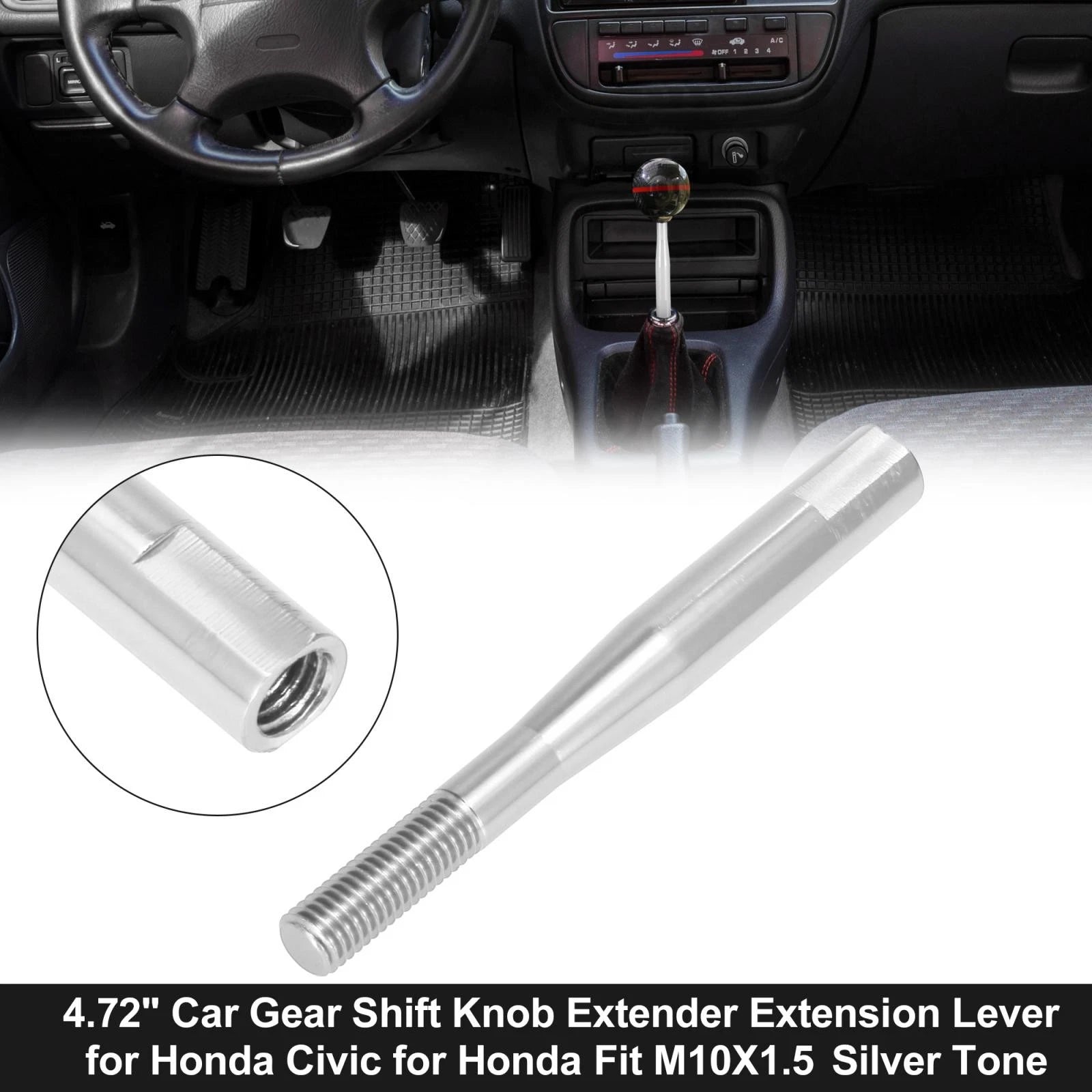 Shift Knob Extender for Honda Civic Fit (M10X1.5, Silver Tone)