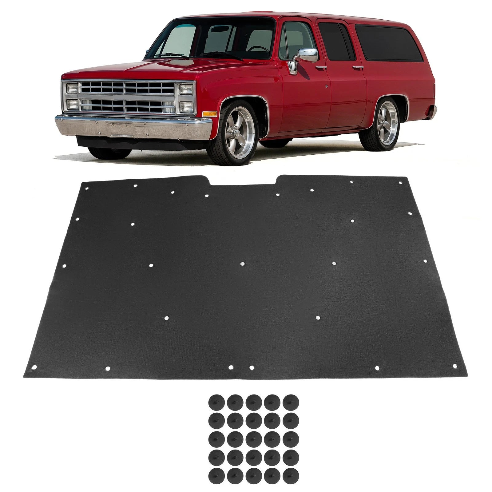 Hood Insulation Pad w/Clips for Chevy Suburban/C10/C20/C30/K10/K20/K30 (1981–1991)