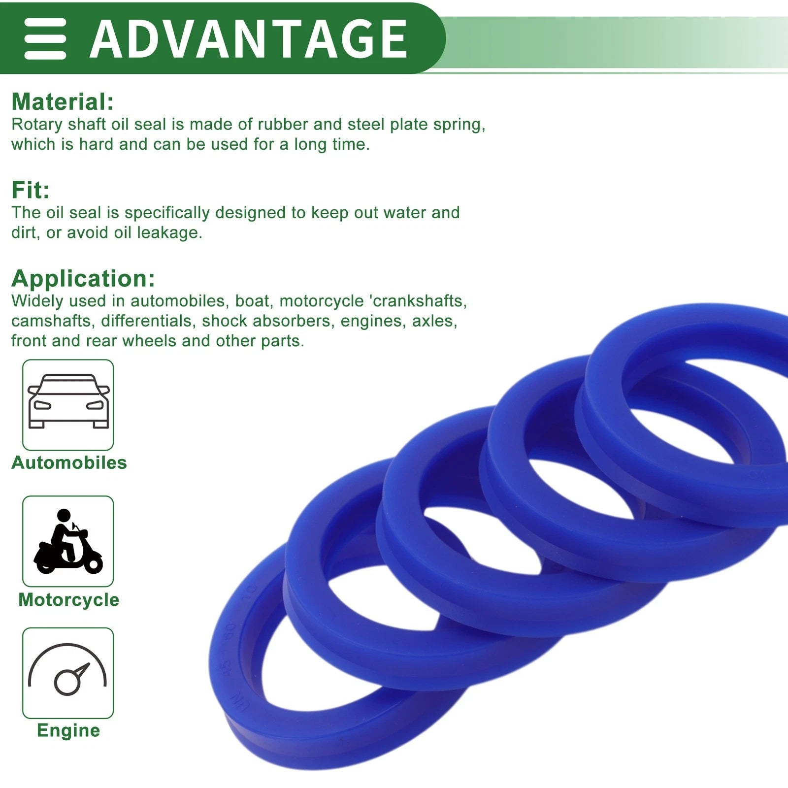 Set of 5 Oil Seal Rotary Shaft Seal 45x60x10mm High Pressure TPU