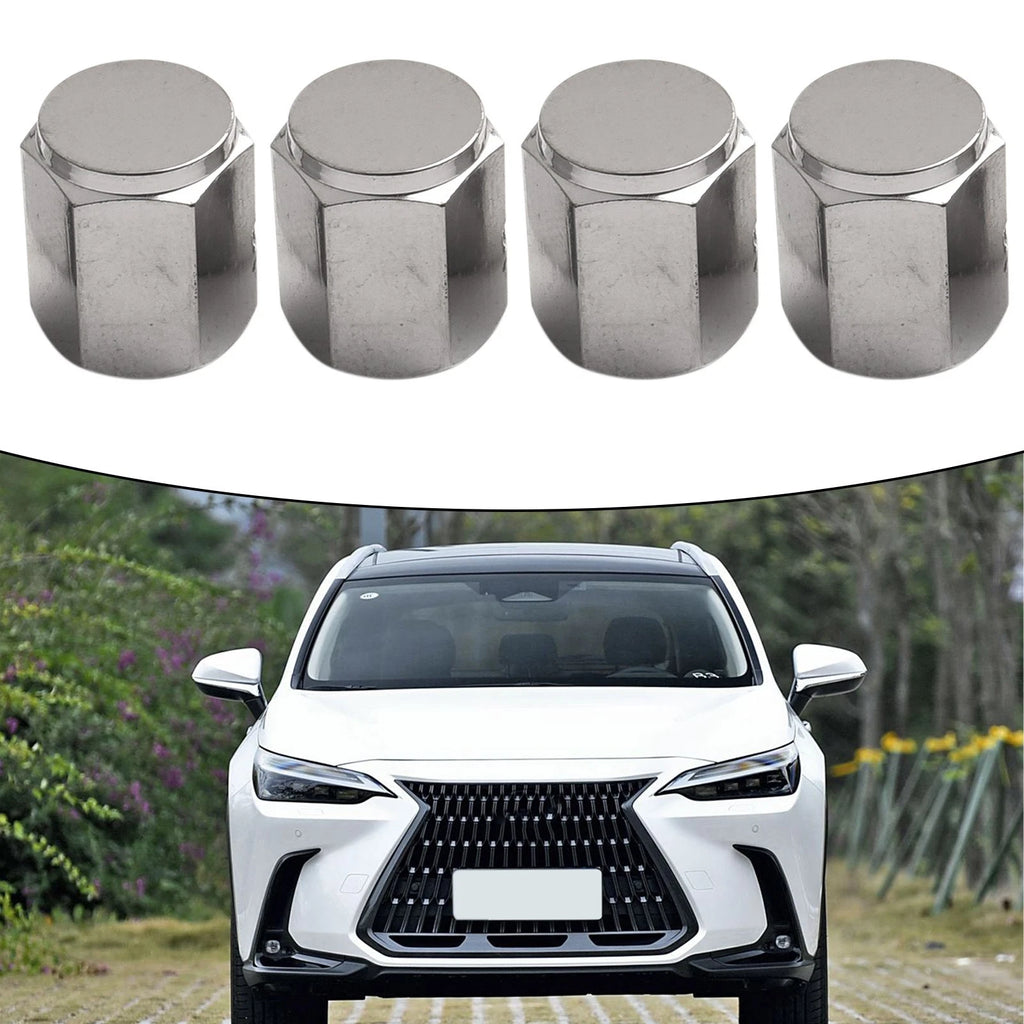 Valve Cap Set of 4 for Lexus CT200h ES350 LX570 RX350 IS350 (Silver)
