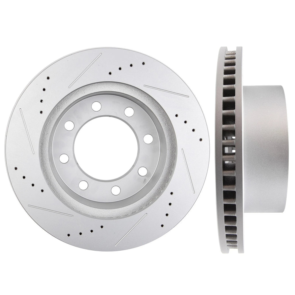 Set of 4 Drilled Slotted Brake Rotors and Ceramic Pads for Dodge Ram 1500 2500 3500