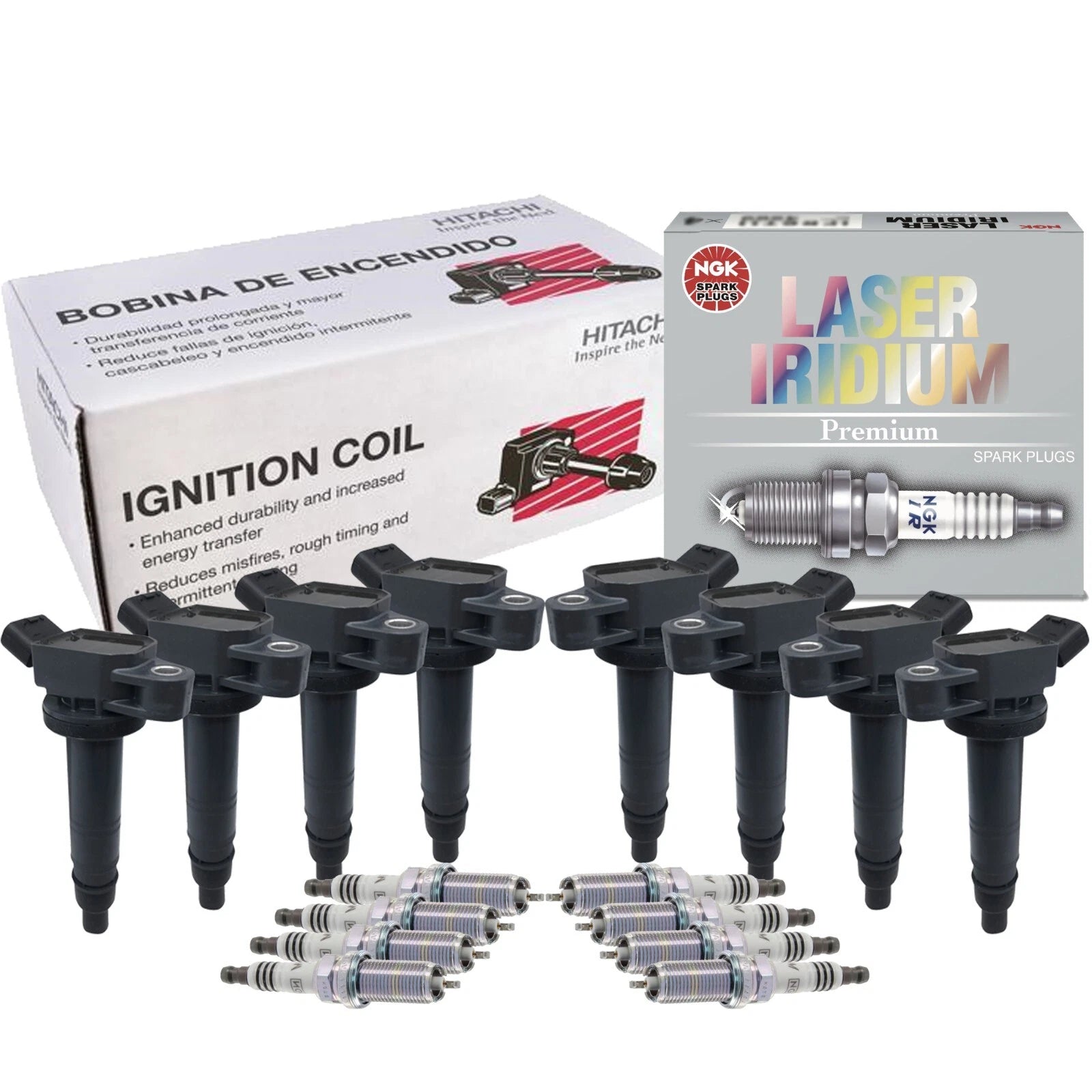 Set of 8 Ignition Coils & NGK Laser Iridium Spark Plugs for Lexus IS F (2008–2014)