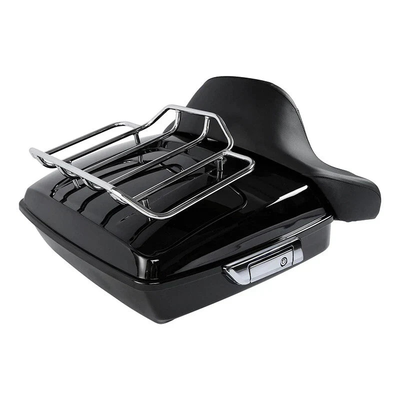 Black Chopped Trunk Backrest Rack for Harley Road King (2014-2025)