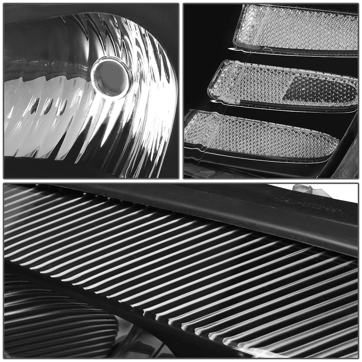 Pair of Black Clear Side Headlight Lamps for Pontiac Grand Prix (2004–2008)