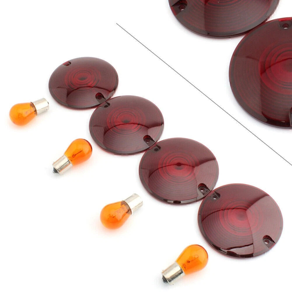 Turn Signal Light Amber Bulbs Lens Cover for Harley Davidson Road King (1994–2010)
