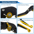 Adjustable Brake Clutch Lever for Honda CBR650R (2014–2022) Black Gold Tone