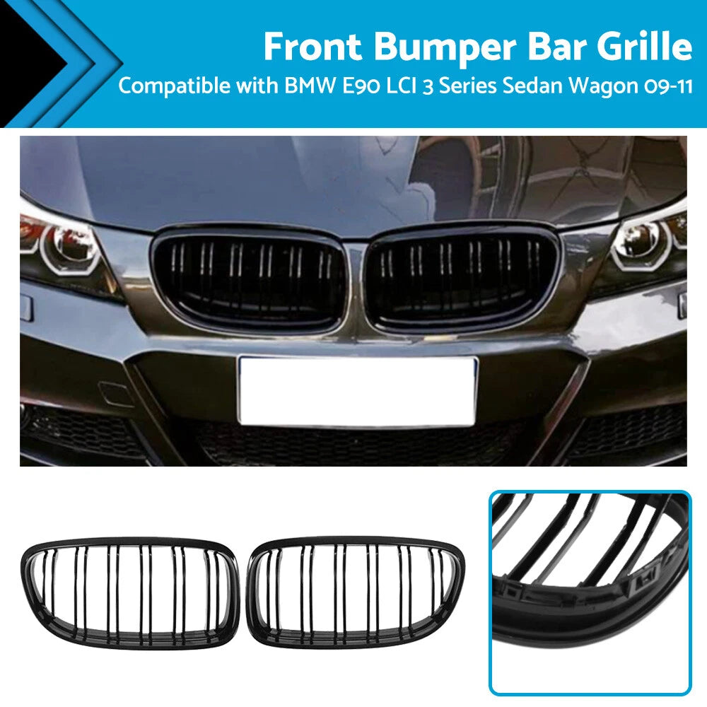 Gloss Black Front Kidney Grille for BMW 3 Series (2009–2012)