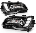 2X Headlights with Bulbs for Chrysler 300 (2015–2023) Black