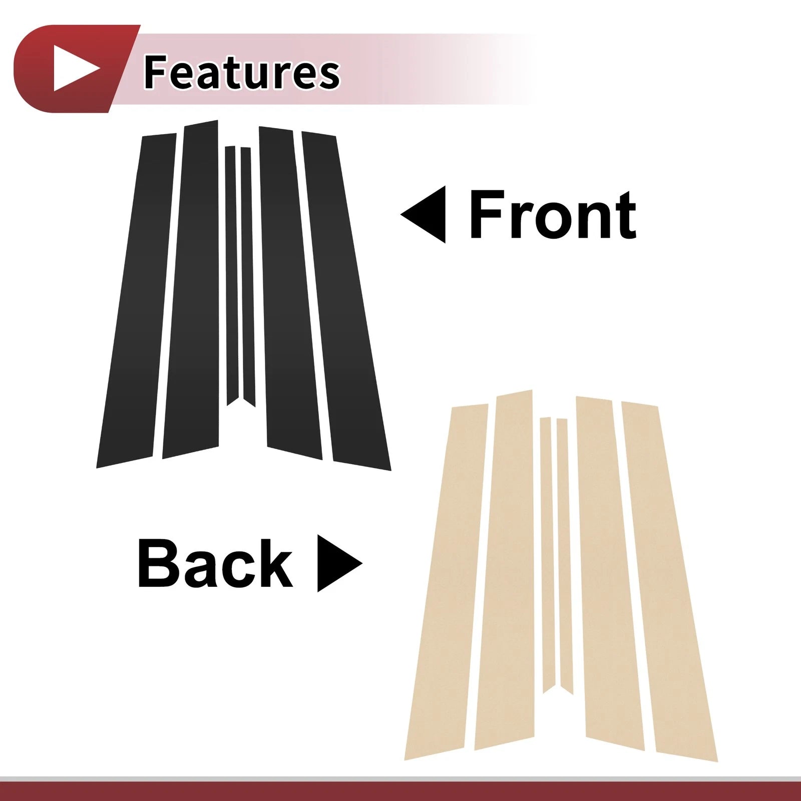 6 Pcs Door Pillar Window Trim for Nissan Maxima (2000–2003) Black