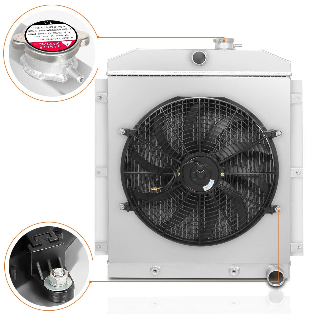 3-Row Aluminum Cooling Radiator with Fan Shroud for Chevy Suburban/Pickup (1947–1954)