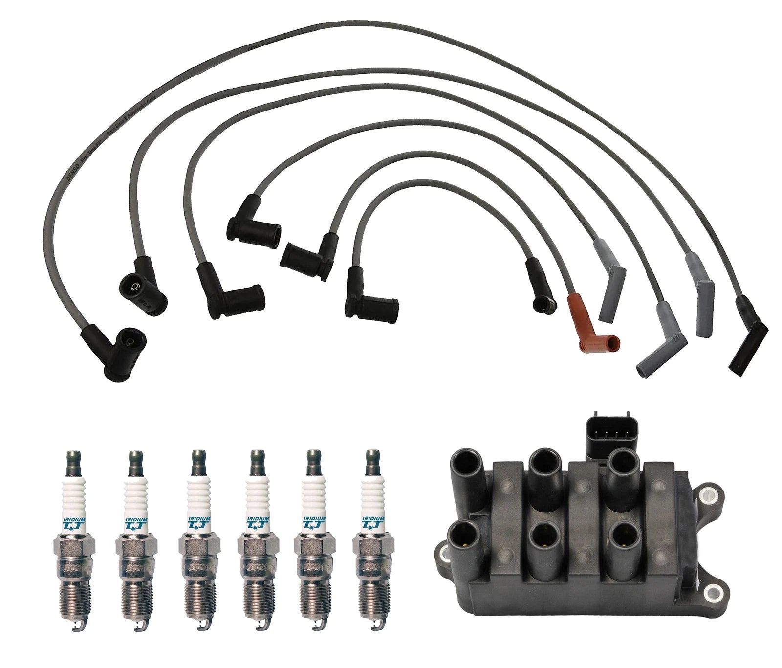 Set of 6 Denso Ignition Coil Wire Iridium TT Spark Plug for Ford Ranger (1998–2011)