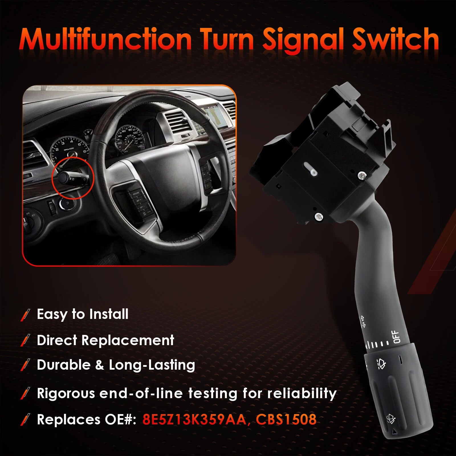 Turn Signal Windshield Wiper Switch for Ford Fusion Taurus (2005–2012)
