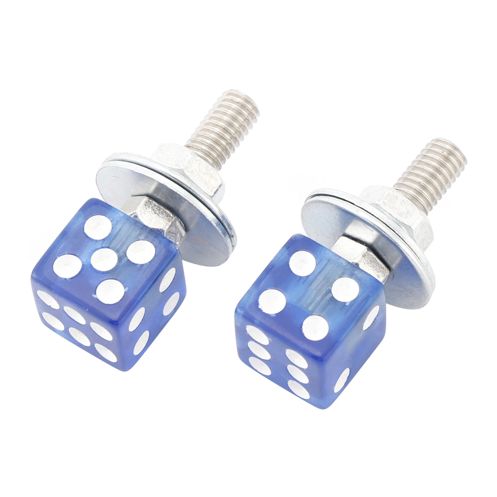 2X Blue Dice License Plate Bolts for Motorcycle Bike (Fits )