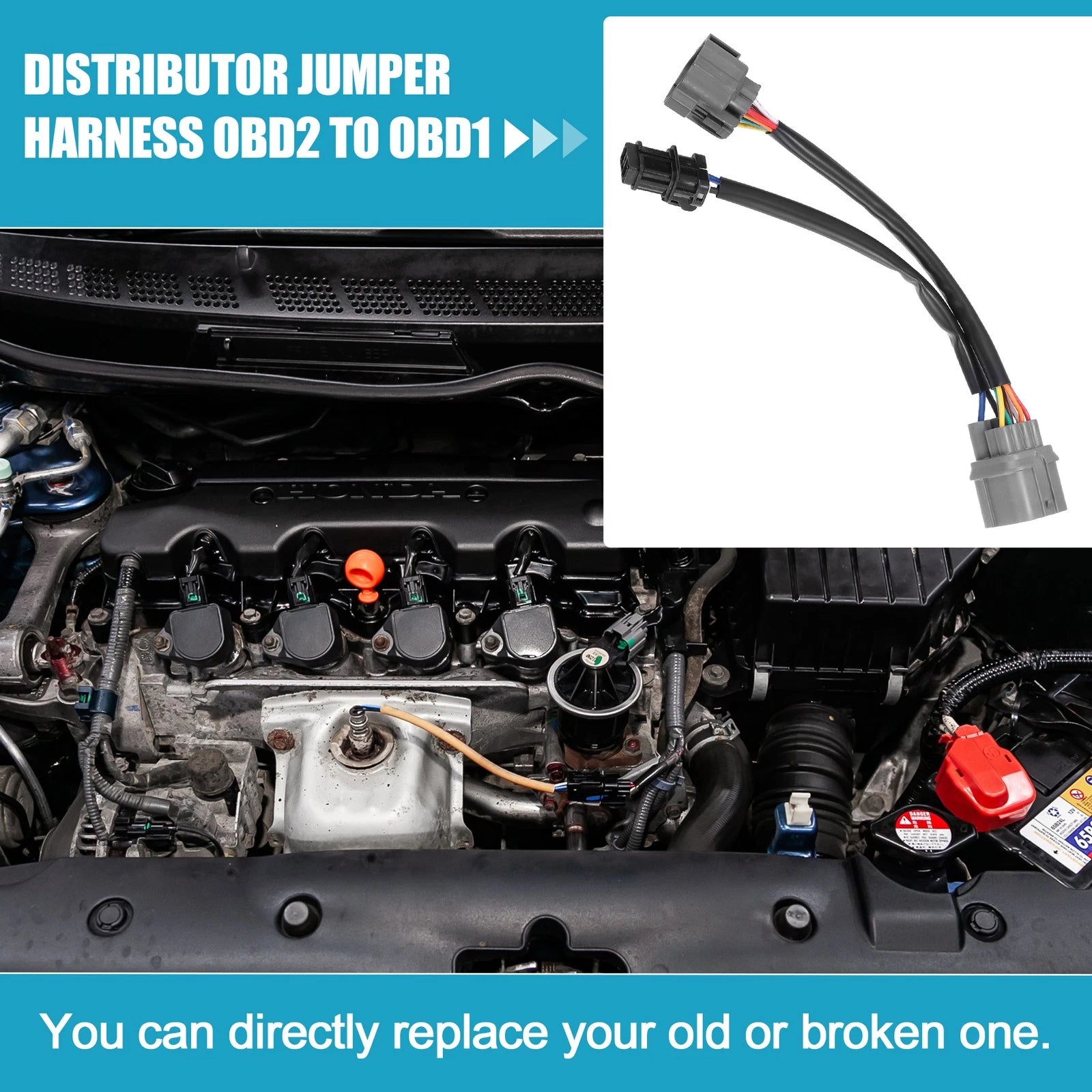10 Pin OBD2 to OBD1 Distributor Adapter for Honda Civic (1996–1998)
