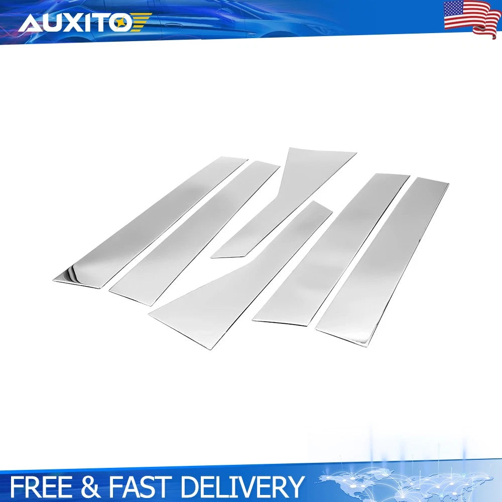 Set of 6 Stainless Steel Chrome Window Pillar Post Covers for Cadillac XT5 (2017–2024)