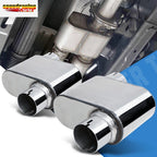 Set of 2 Chrome 2.5" Offset Inlet/Outlet Race Performance Exhaust Mufflers for