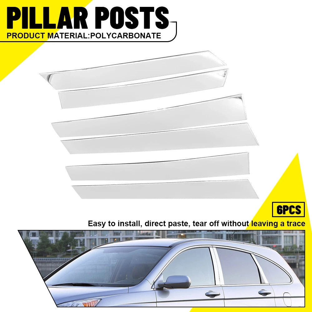 Set of 6 Chrome Pillar Post Trim for Honda CR-V (2007–2011)