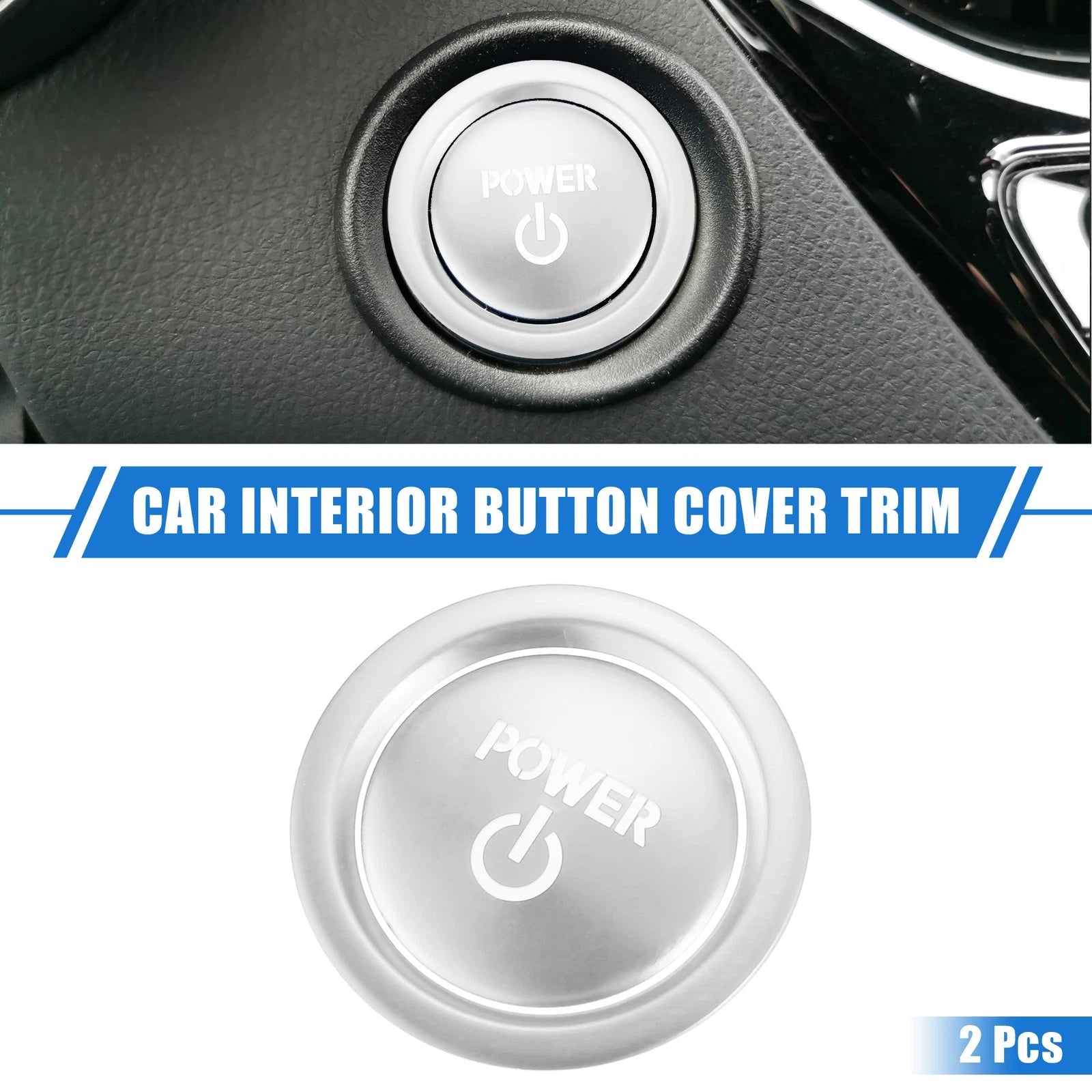 2X Engine Start Ignition Button Cover for Toyota Sienna (2022–2023) Silver Tone