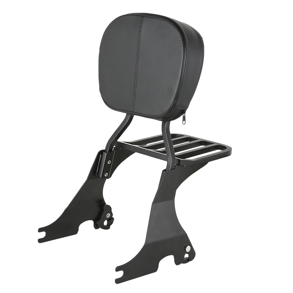 Chrome/Black Backrest Sissy Bar Luggage Rack for Harley Sportster 883 (2004–2022)
