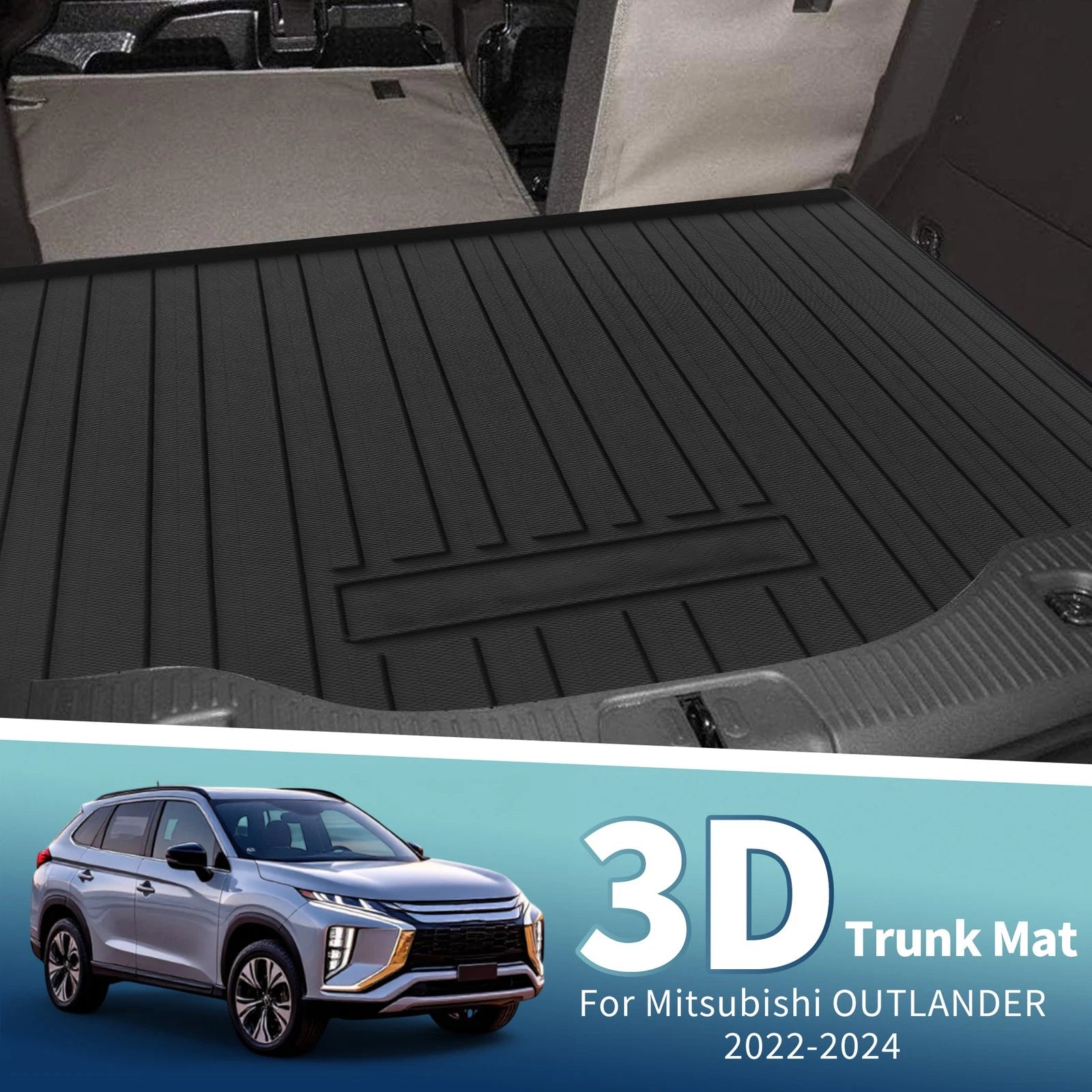 Flat Face Cargo Liner Rear Trunk Mat for Mitsubishi Outlander (2022–2024) TPE