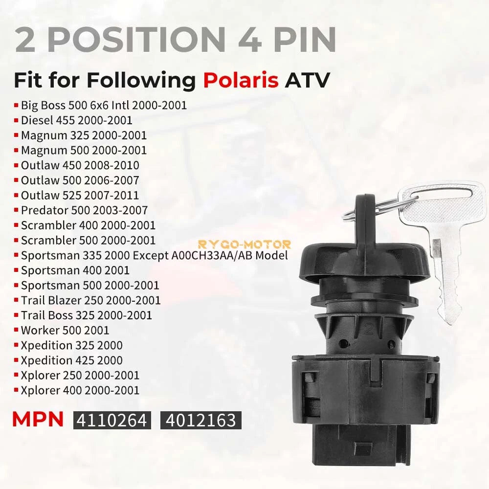 Ignition Key Switch for Polaris Magnum 325 2X4 4X4 (2000–2001)