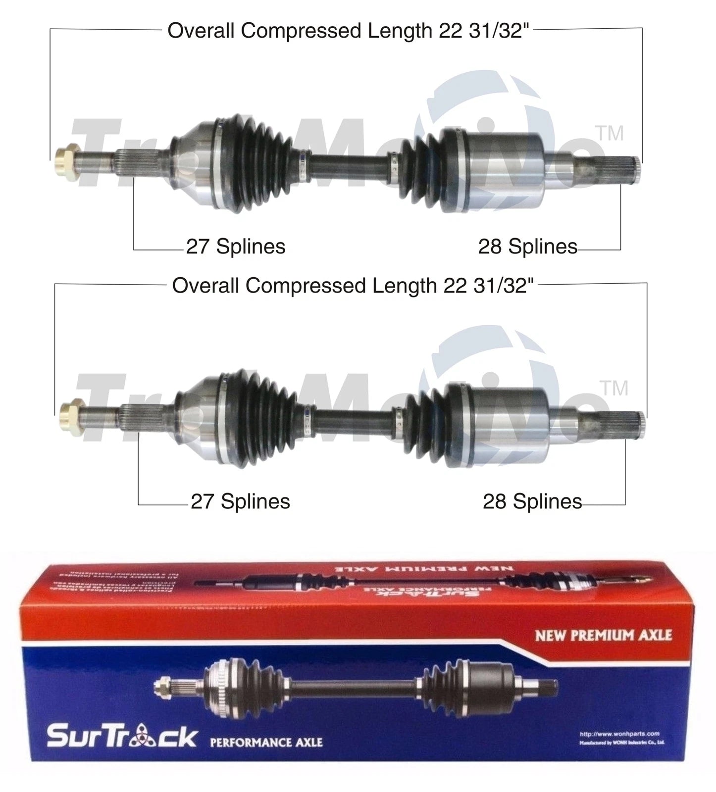 Set of 2 Front CV Axle Shafts for Chevrolet GMC Isuzu i-370 (2007–2008)