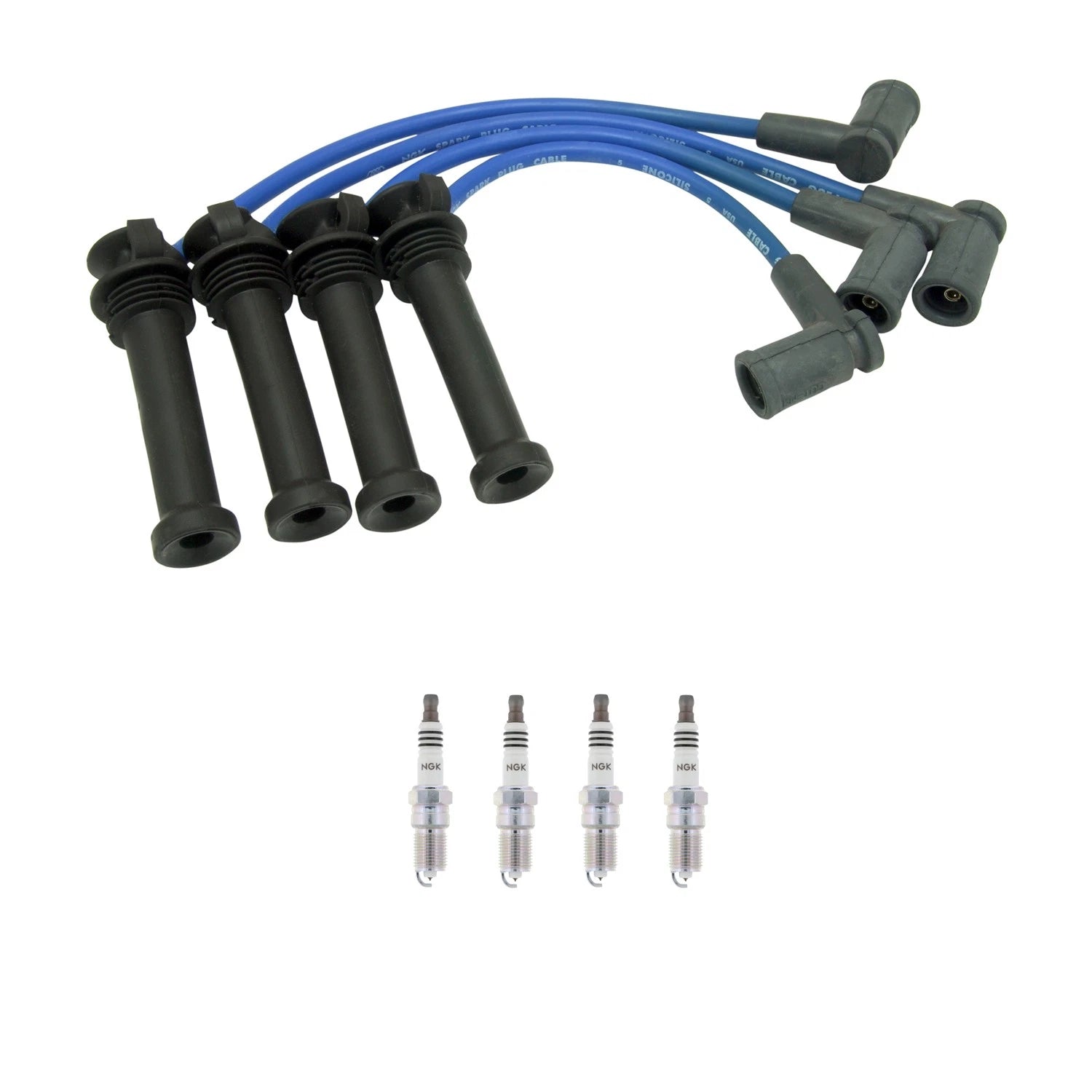 NGK 8mm Wire Set & 4 Iridium Spark Plugs for Ford Ranger, Mazda B2300 (1998–2005)