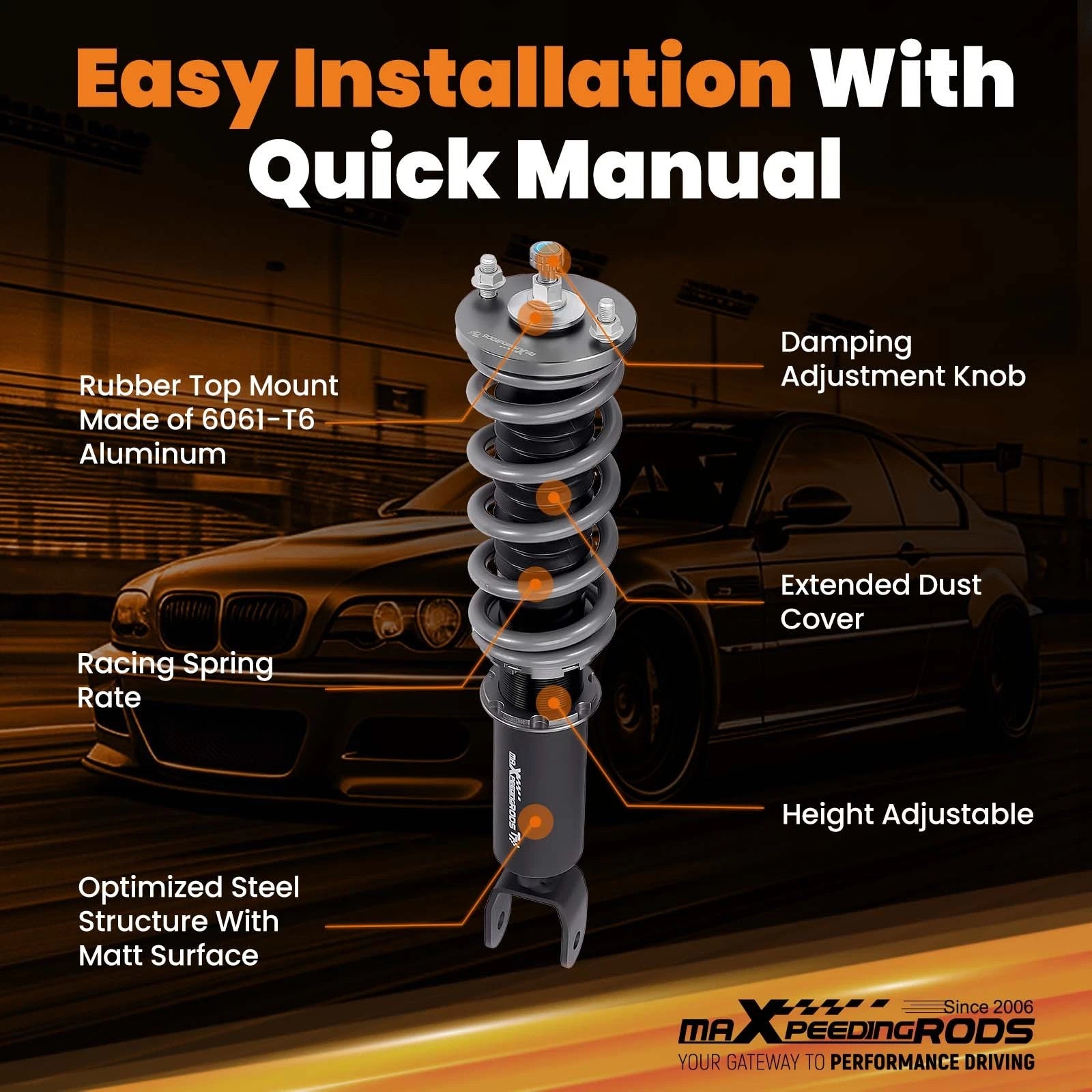 24 Step Adjustable Coilovers for Honda Accord (2008-2012) Acura TSX (2009-2014)