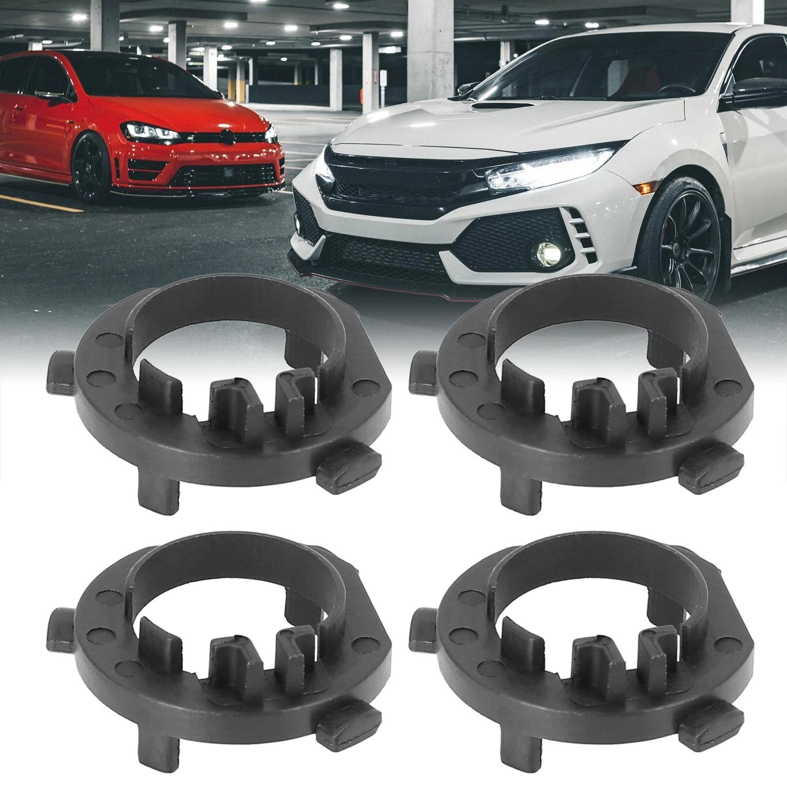 4X H1 HID LED Headlight Bulb Adapter Holder for Kia K7, Hyundai H1 (2011–2020)