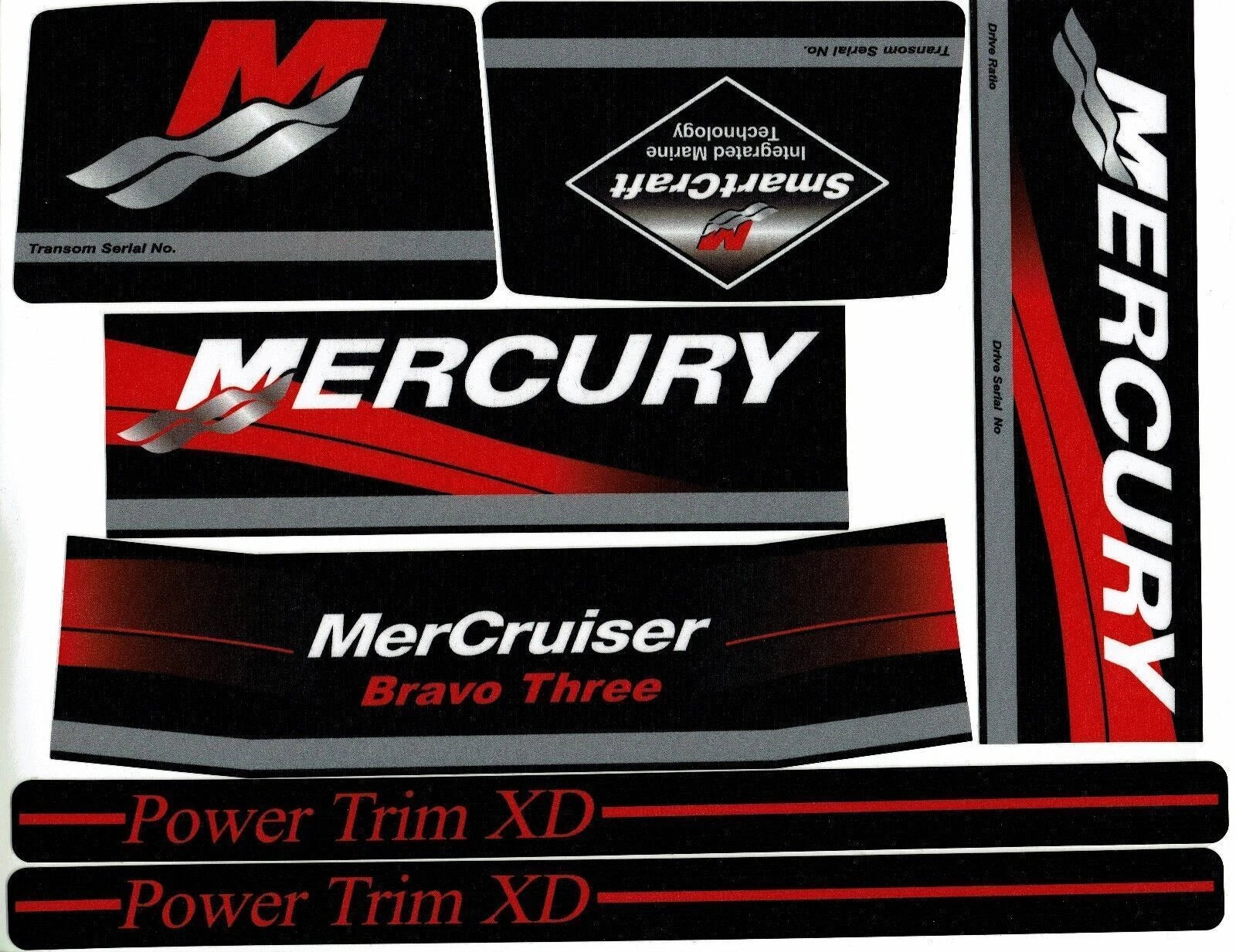 Stern Out Drive Maintenance Decals for MerCruiser Bravo Three (3)