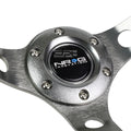 NRG 35cm Deep Dish Leather Steering Wheel with Yellow Stripe for Universal Fit (2010–2023)