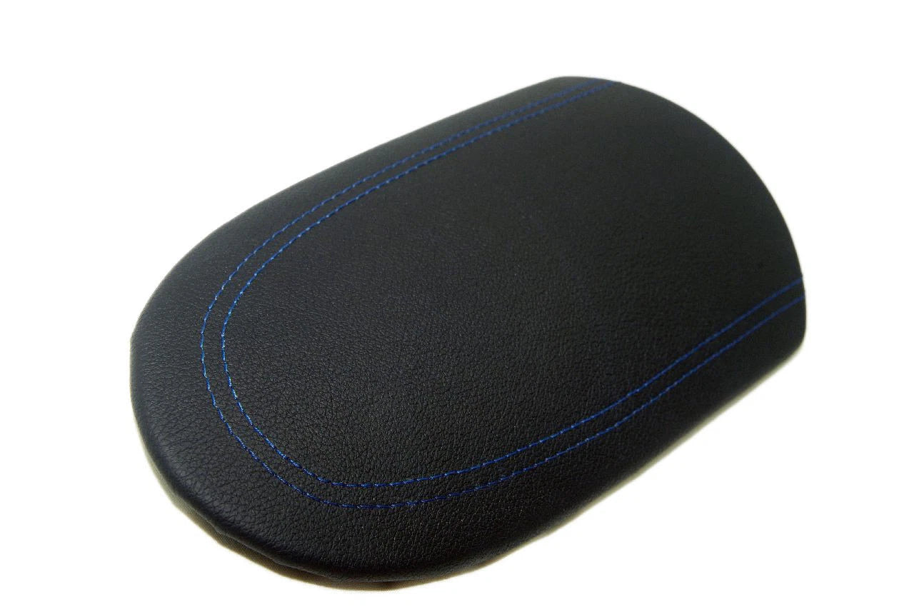 Leather Synthetic Console Armrest Cover for Nissan 370Z (2008–2019) Blue Stitch