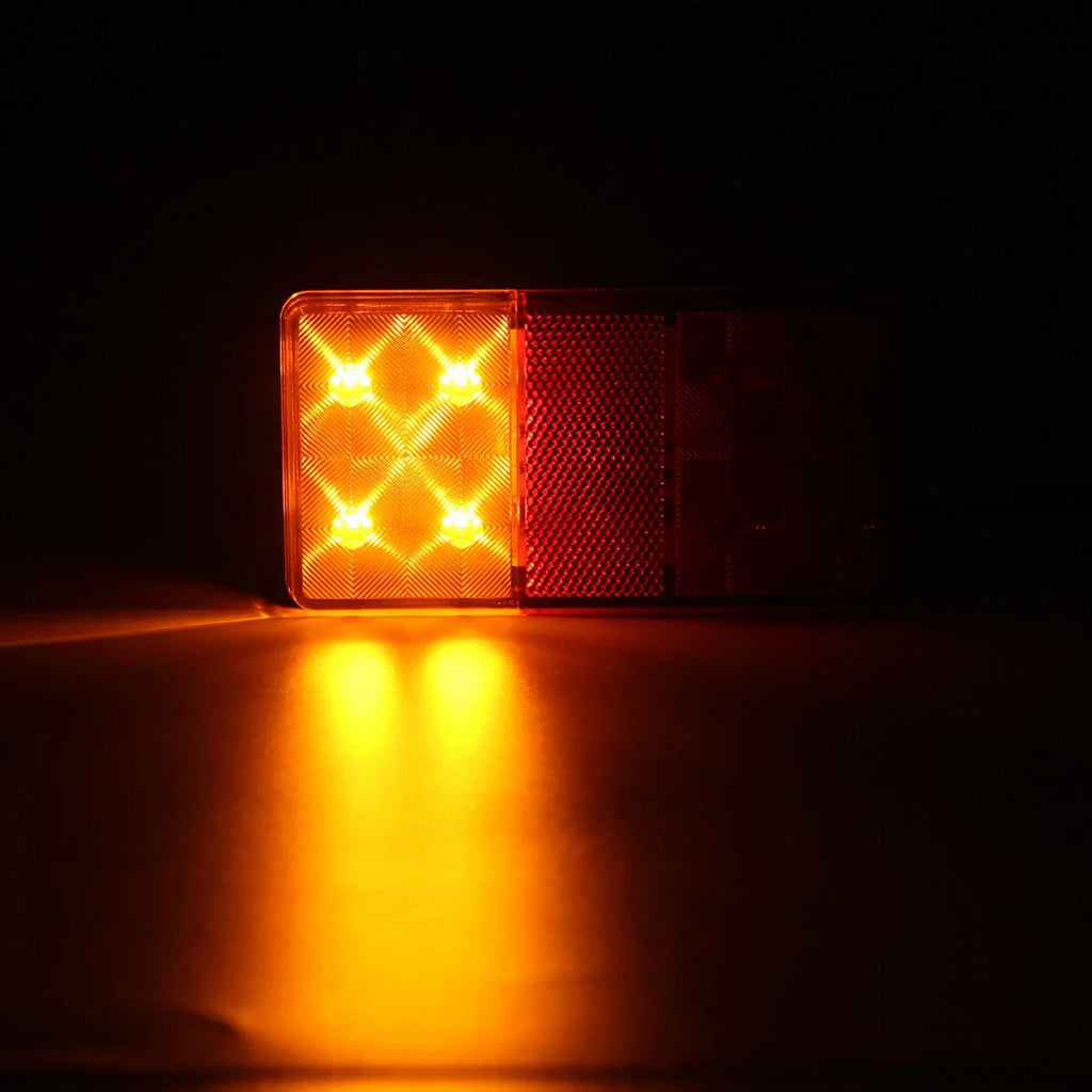 8 LED Tail Lights Brake Rear Turn Signal Lamp Amber+Red for Trailer Truck