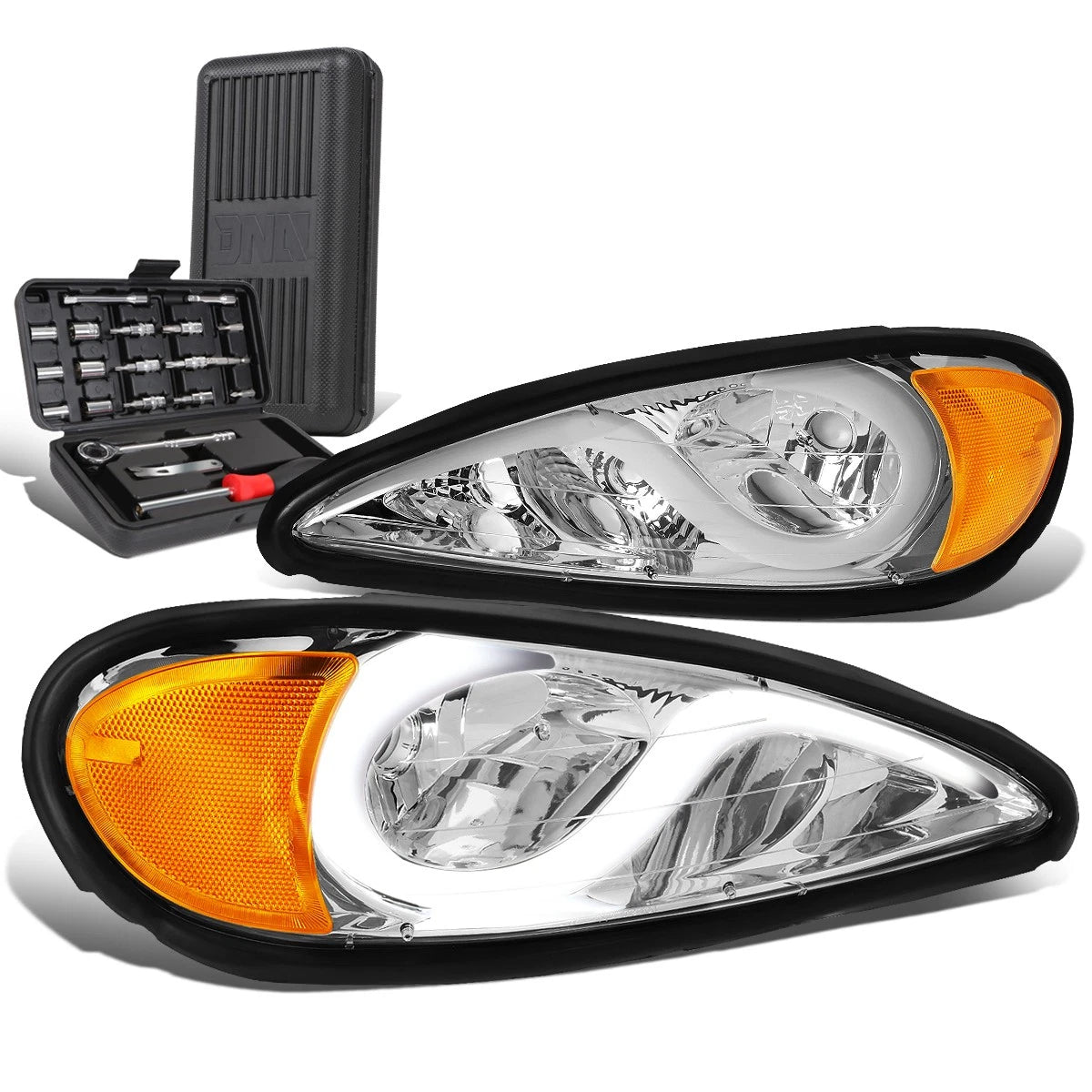 LED Chrome Amber Signal Headlight Lamps for Pontiac Grand AM (1999–2005)