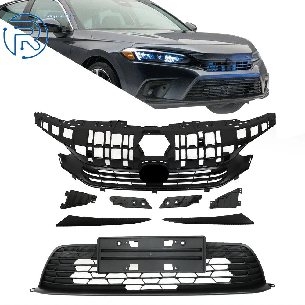 Mesh Grille & Headlight Eyelid for Honda Civic (2022–2023) Black