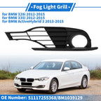 Front Right Fog Light Grill No. 51117255368 for BMW 328i (2012–2015) Black ABS