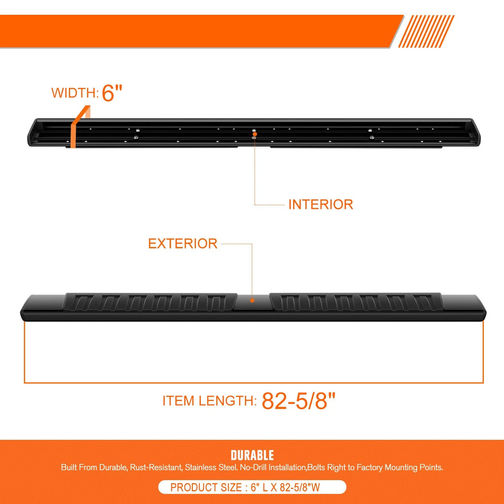 Set of 2 Aluminum Side Step Bars for Dodge Ram 1500-3500 Crew Cab (2009–2024)