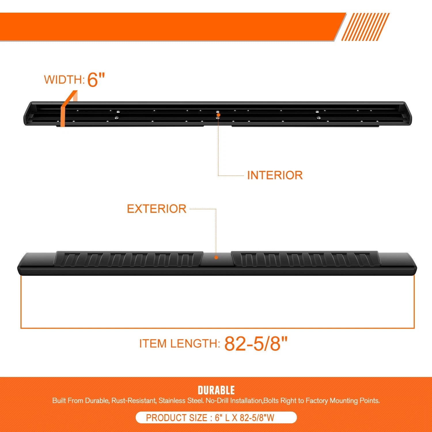 Set of 2 Aluminum Side Step Bars for Dodge Ram 1500-3500 Crew Cab (2009–2024)