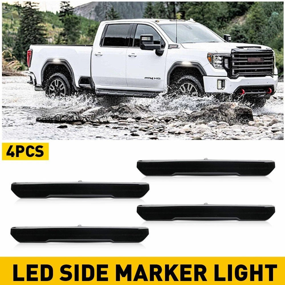 2X Front & Rear White LED Side Marker Light for GMC Sierra 2500HD/3500HD (2020–2023)