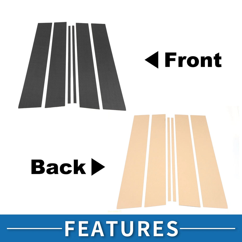 Set of 6 Door Pillar Window Trim for Toyota Fortuner (2015–2023) Carbon Fiber