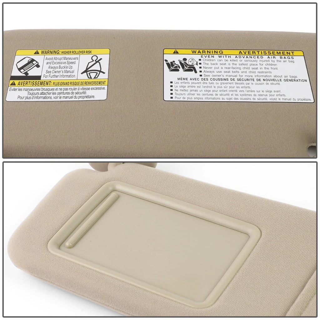 Left Driver Sun Visor for Toyota Venza (2009–2016) Beige Factory Style