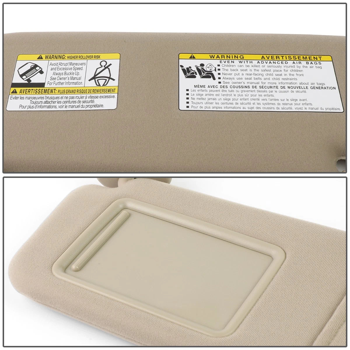 Left Driver Sun Visor for Toyota Venza (2009–2016) Beige Factory Style