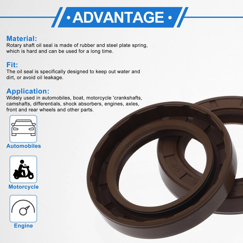 2X Oil Seal Rotary Shaft Seal FKM Rubber 45x68x12mm for Various Models
