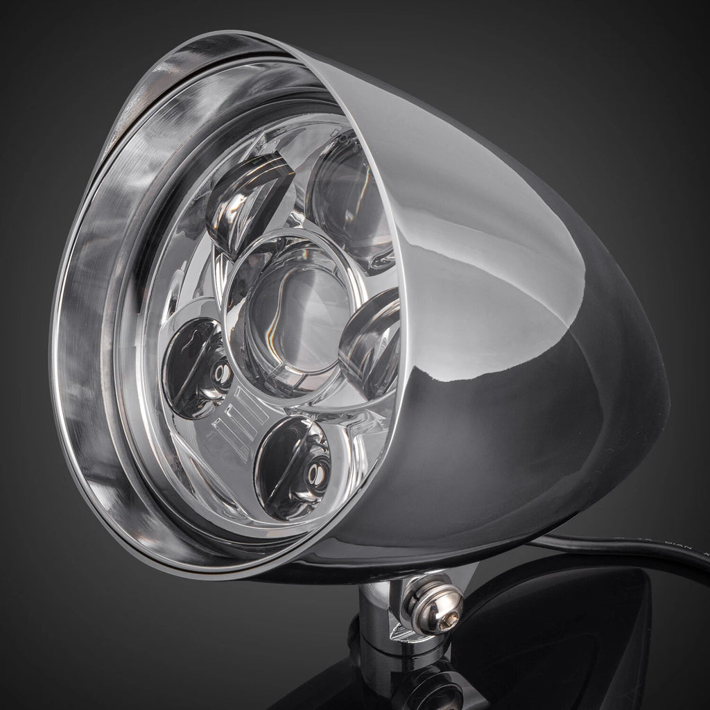 6" Chrome LED Bullet Headlight for Harley Honda Shadow (Custom)