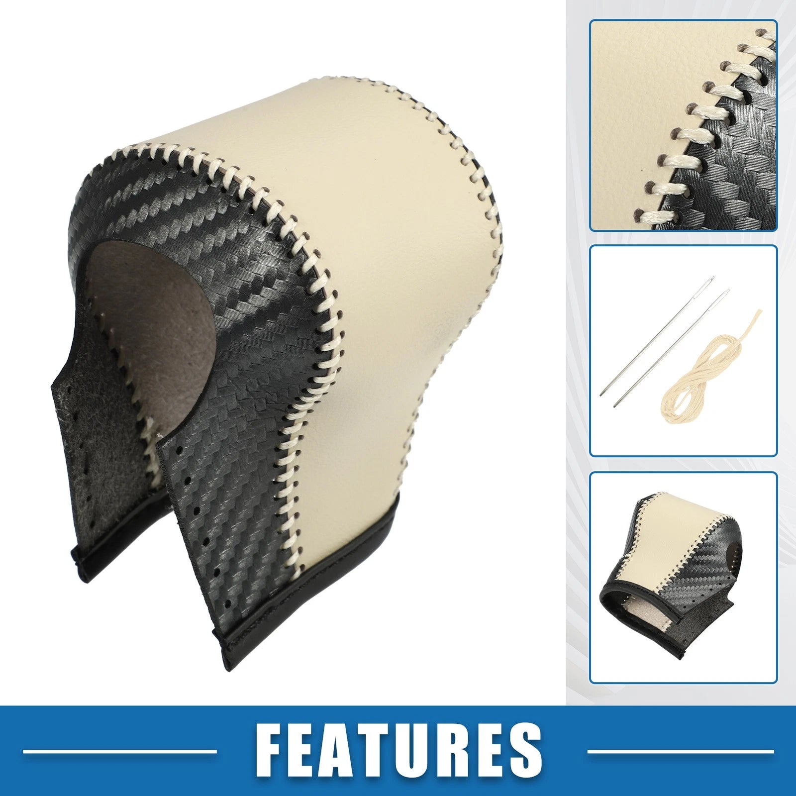 Gear Shifting Knob Cover Trim for Toyota (Carbon Fiber, Black Beige)