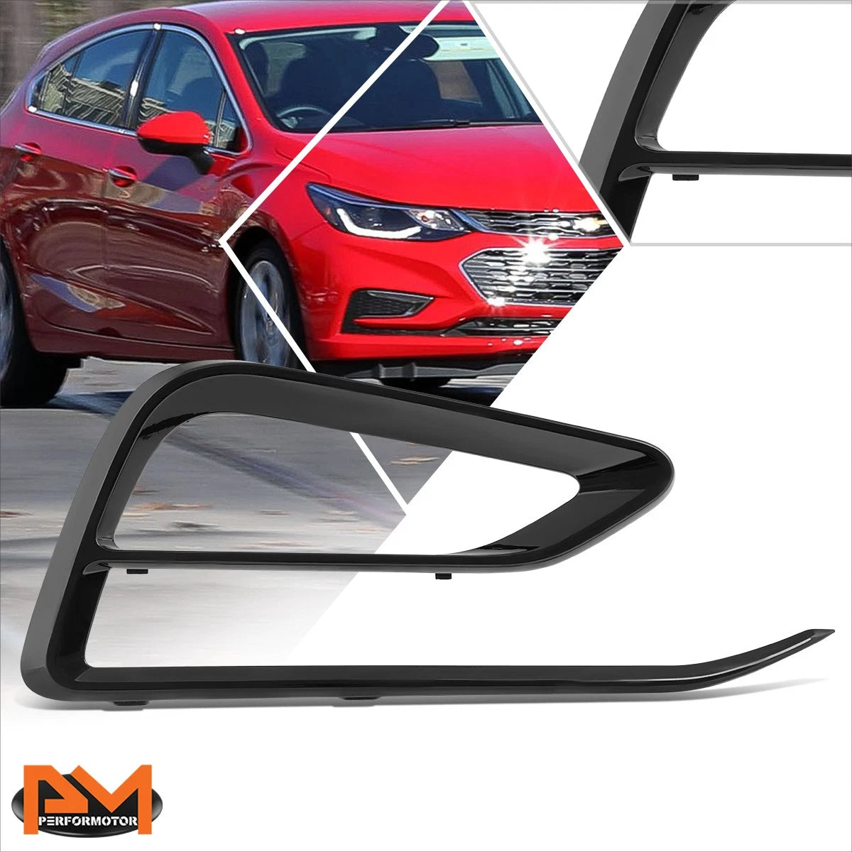 Fog Light Trim for Chevrolet Cruze (2017–2018) Right Side, Smooth Black